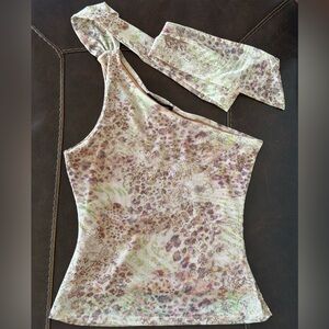 See You Monday Floral One-Shoulder Top